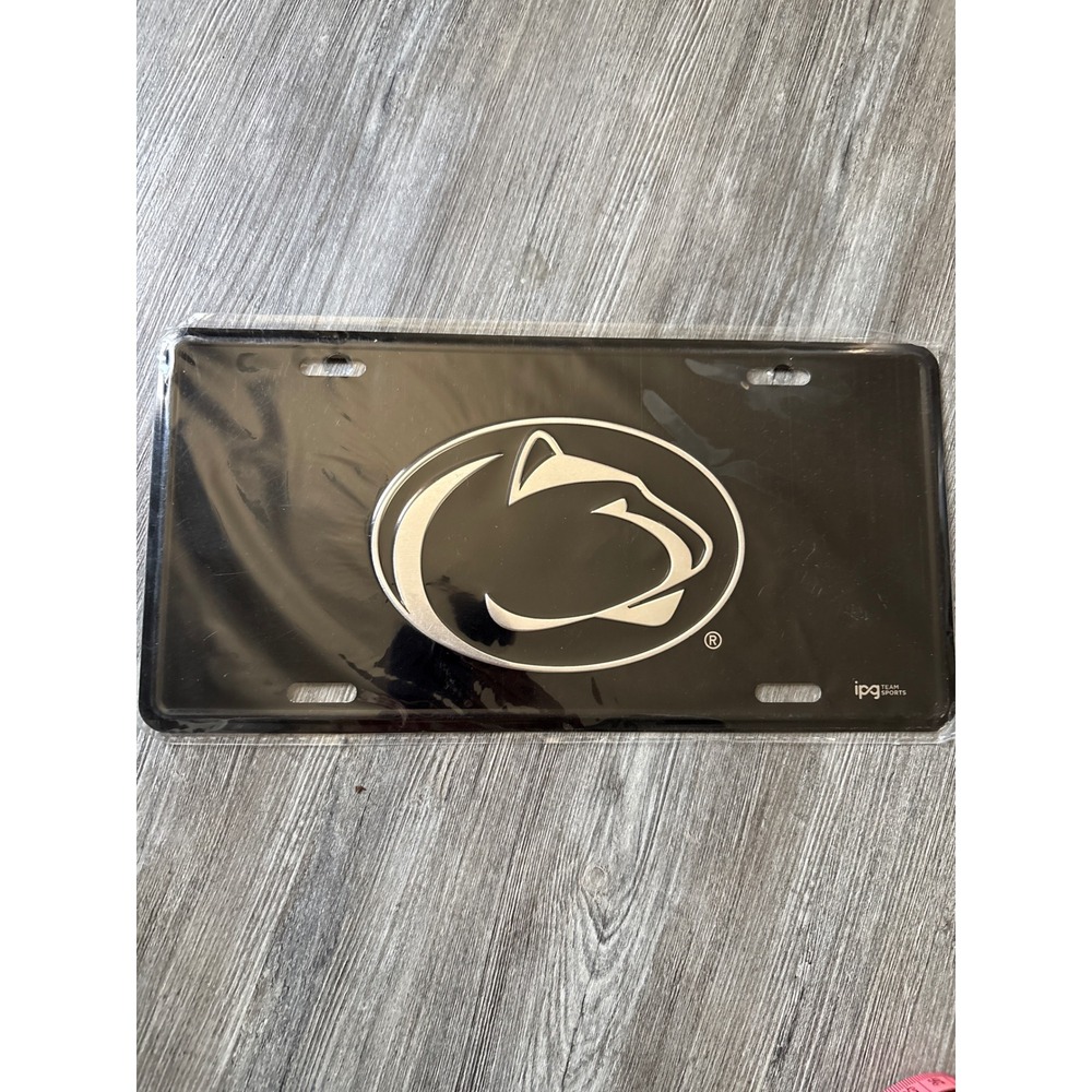 Penn State Nittany Lions License Plate IPG Team Sports Black Silver Metal NCAA